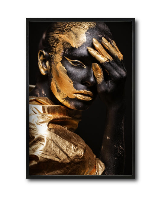 Rostro dorado con negro cuadro decorativo codigo-017-MN