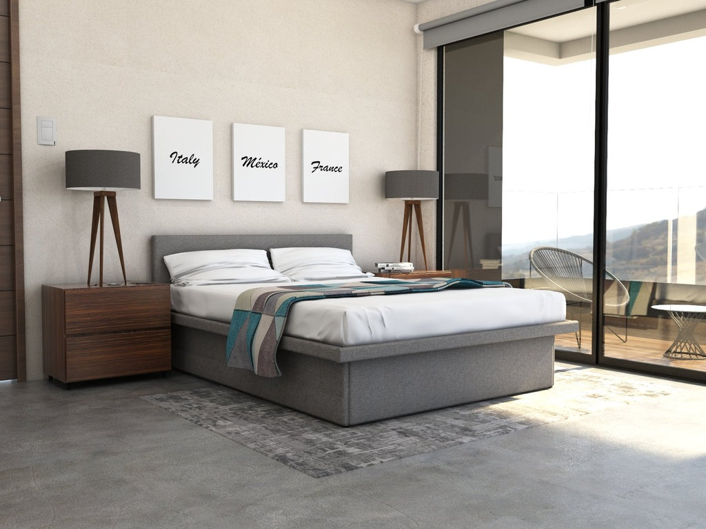 Cunert base de cama matrimonial con laminado de madera